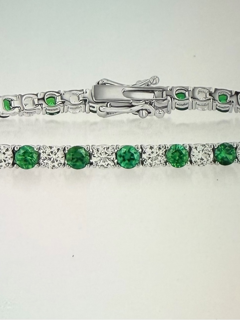 Lab Created Emerald and White Sapphire Tennis Bracelet - Women Jewelry Sterling